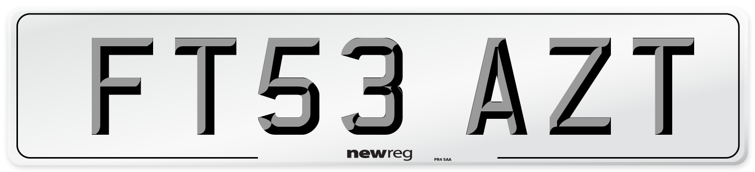 FT53 AZT Number Plate from New Reg
